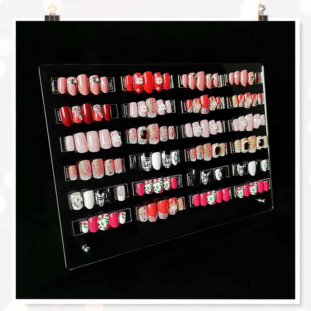 Acrylglas-Nagel-Display-Panel mit Display-Streifen und Nano-Kleber, Nagelspitzen-Display, transparente Nail-Art-Farbkarte, Nail-Art-Display, Nagelübungs-Display (transparent)