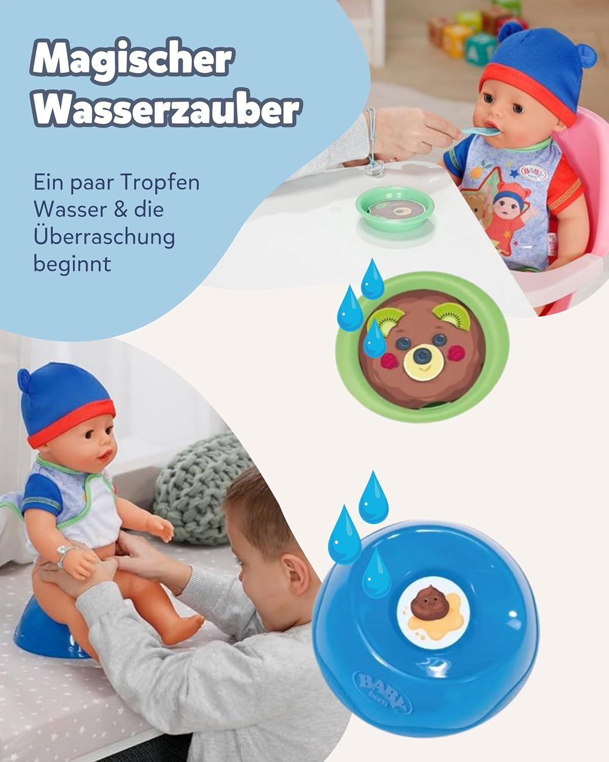 BABY Born Jonas – Babypuppe 43 cm – 10 Funktionen inklusive Zubehör und Matratze – Funktioniert komplett ohne Batterien – Geeignet für Kinder ab 3 Jahren