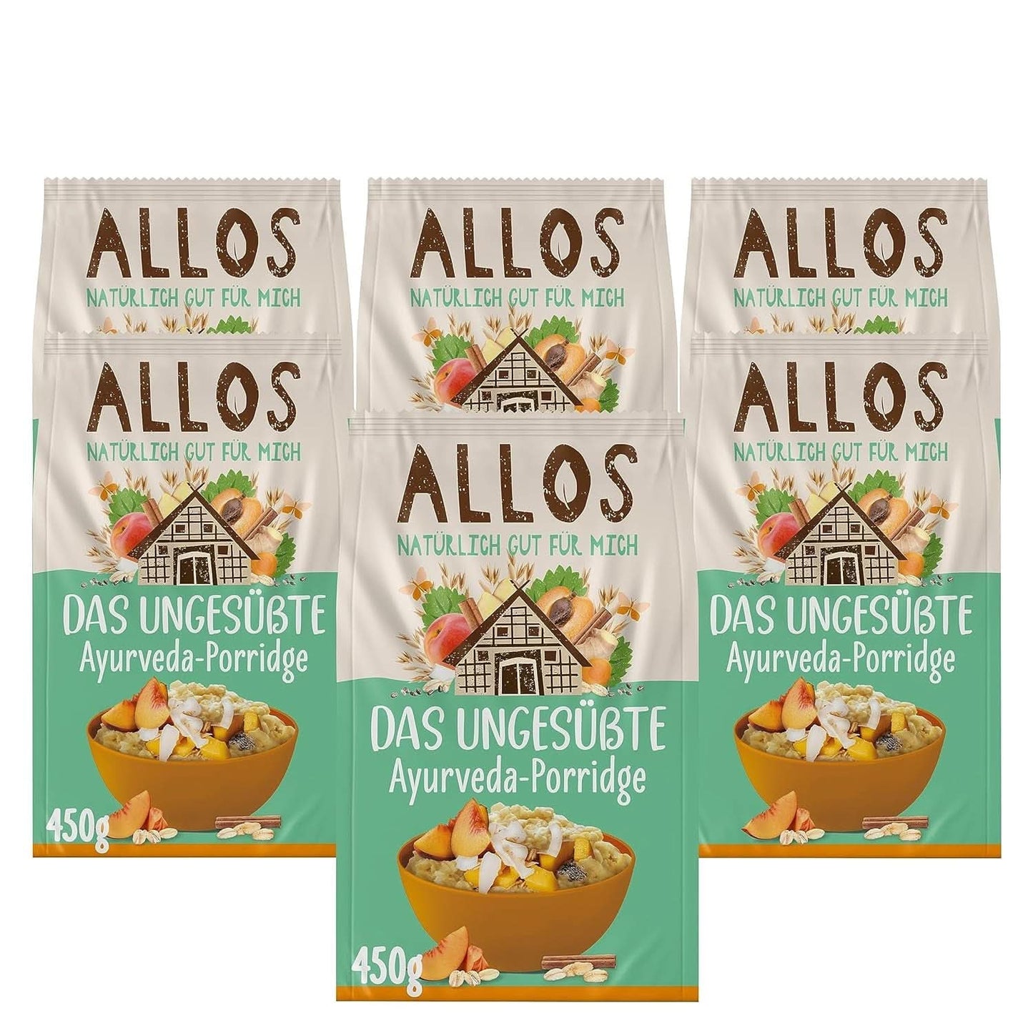 Allos Ungesüßter Feigen- und Himbeerbrei, Set 6 x 500 Gramm Getreide Naty Shop Porridge Ayurveda