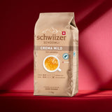 Schwiizer Schüümli Crema Mild, 100 % Premium-Arabica-Kaffeebohnen, fruchtig und nussig, für Kaffeevollautomaten, Stärke 2/5, leichte Röstung, Rainforest Alliance-zertifiziert, 1 kg (2er-Pack)