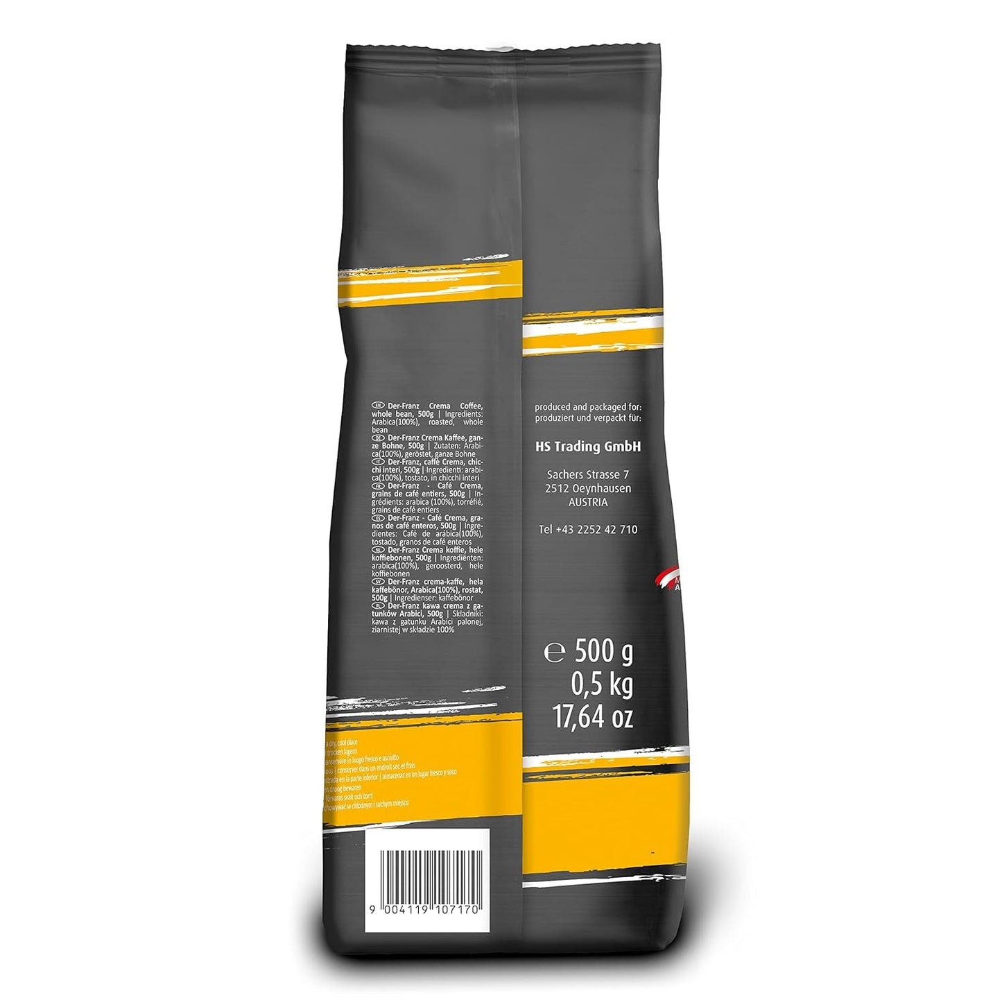 DER-FRANZ Kaffee Crema, Intensität 4/5, 100 % Arabica, ganze Kaffeebohnen, 3 x 500 g