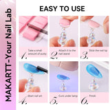 Makartt Acryl-Nagelhalter, magnetischer Nagelhalter, Nagelhalter, transparenter rosa Nagelhalter mit 48 Stück Klebemasse