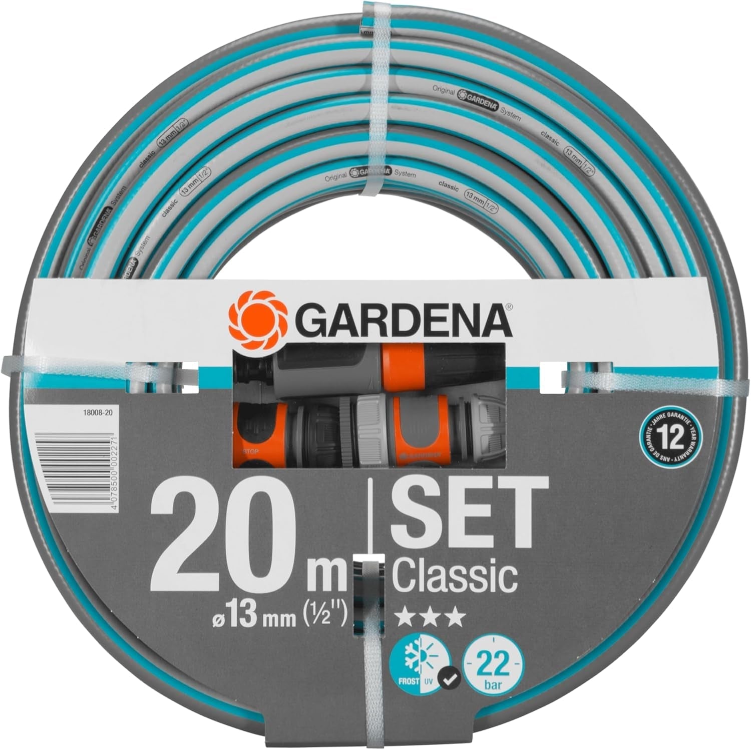 Gardena 4100 Silent Gartenpumpen-Set: Sehr leise und innovative Bewässerungspumpe mit 3,5 m Sauganschluss und 20 m klassischem Schlauch, 4100 l/h Durchfluss, 550 W Motor, wasserdicht, sparsam (9051-20)