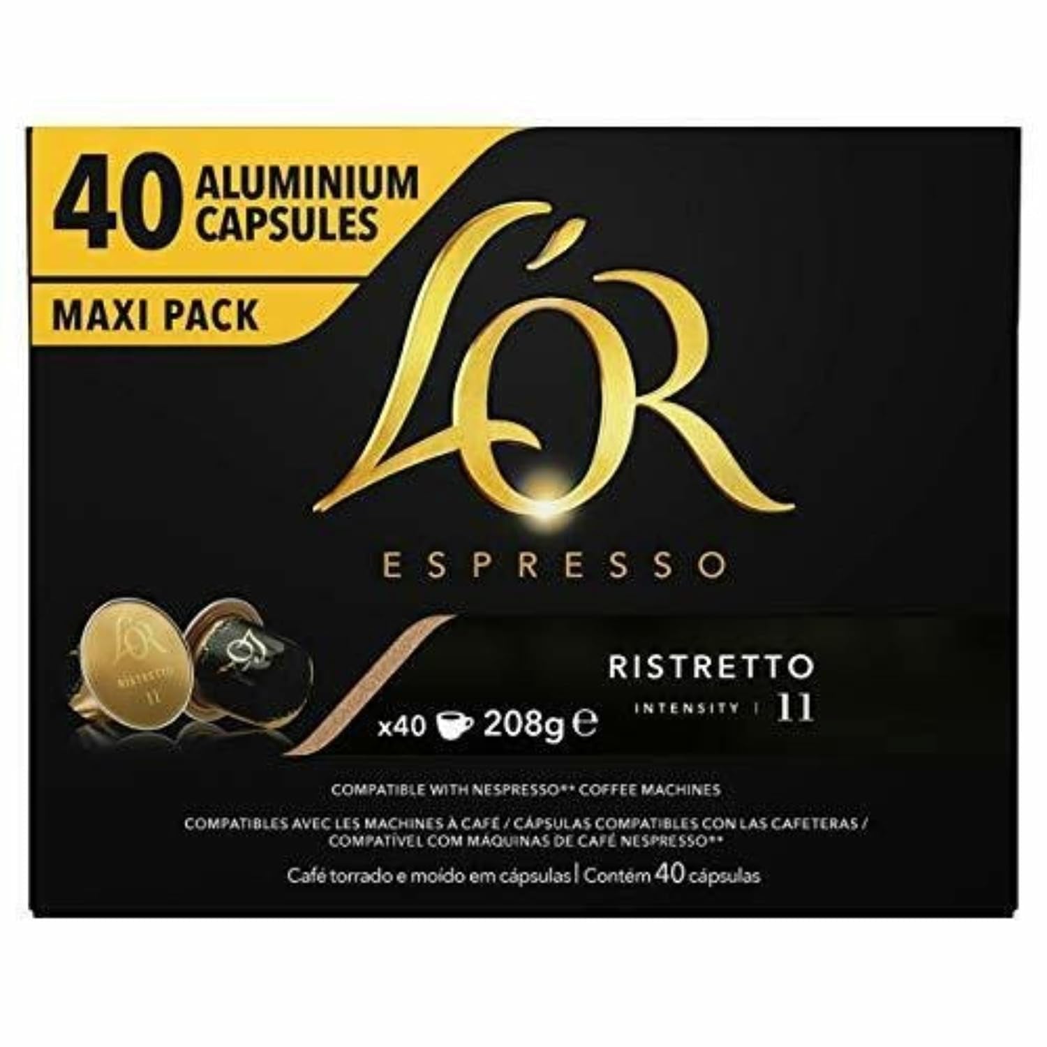 Kapseln aus Aluminium, Ristretto, Intensität 11, 40 Stück, 208 g