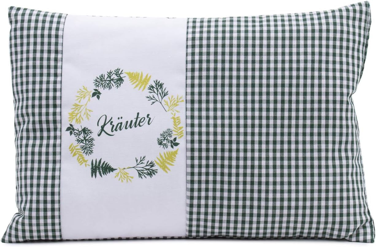 Gözze – Duftendes Kräuterkissen, Füllung aus 200 g Kräutermischung, Bezug aus 100 % Baumwolle, 30 x 20 cm – Plaid Green Naty Shop Standardkissen Plaid Green