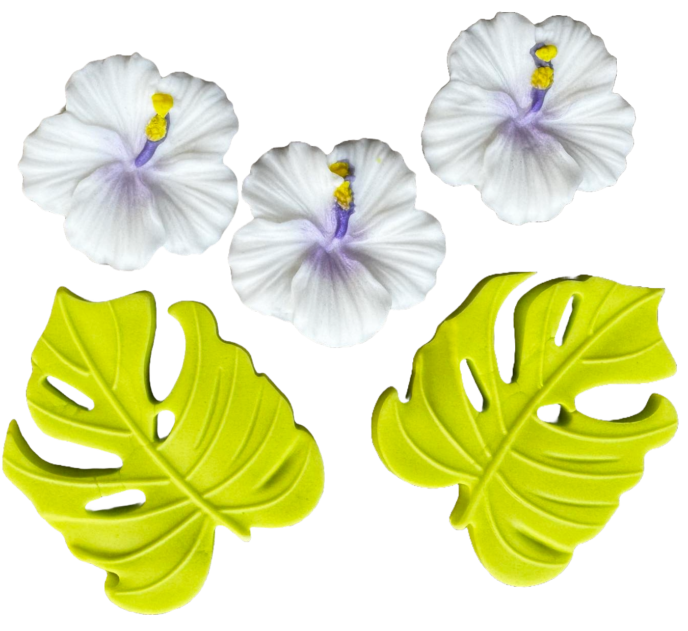 Set mit 5 essbaren Zuckerdekorationen, Hibiskus-Dekorationen aus Zuckerpaste, Naty Shop