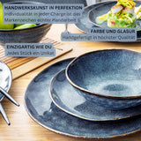 Sänger | Tokyo 36-teiliges Geschirrset, 12-Personen-Geschirrset aus Porzellan, modernes handgefertigtes dunkelblaues Geschirr mit schwarzen Akzenten | DIE PREMIUM-KOLLEKTION