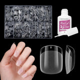 Kurze künstliche Nägel, Ballerina, 500 Stück, zum Aufkleben, 12 Größen, künstliche Nägel, kurze, weiche Gel-Nagelspitzen mit vollständiger Abdeckung für Gelnägel, kurz S