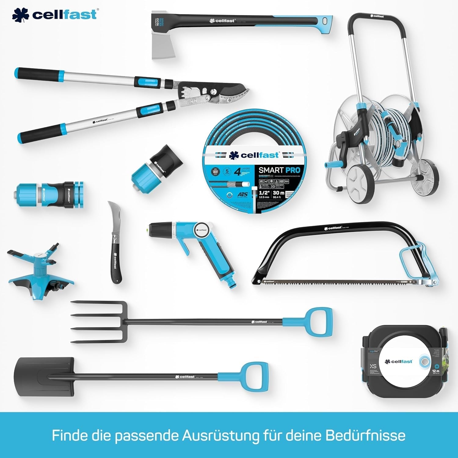 CELLFAST Gartenschlauch, 6-lagiger Wasserschlauch, doppelt geflochtener Stoff, Bewässerungsschlauch, UV-beständig, Anti-Algen, flexibler Schlauch, 32 bar, 1 Zoll, 25 Meter, Hobby
