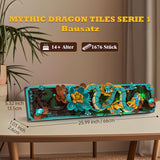 Mythischer Drache-Fliesenbausatz für Erwachsene, 3D-Göttliches Loong-Kunstbauspielzeug mit LED-Lichtern und Blumen, DIY-Drachen-Relief-Modellbausatz, kreative Geschenke und Dekorationen (1676 Teile)