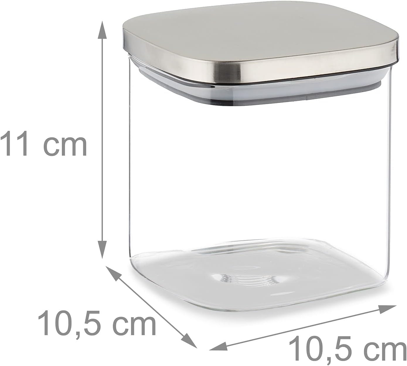 Relaxdays Vorratsdosen mit Deckel 3er Set 600ml quadratische Vorratsdosen auslaufsichere Glasbehälter klar/silber Frischhaltedosen Naty Shop