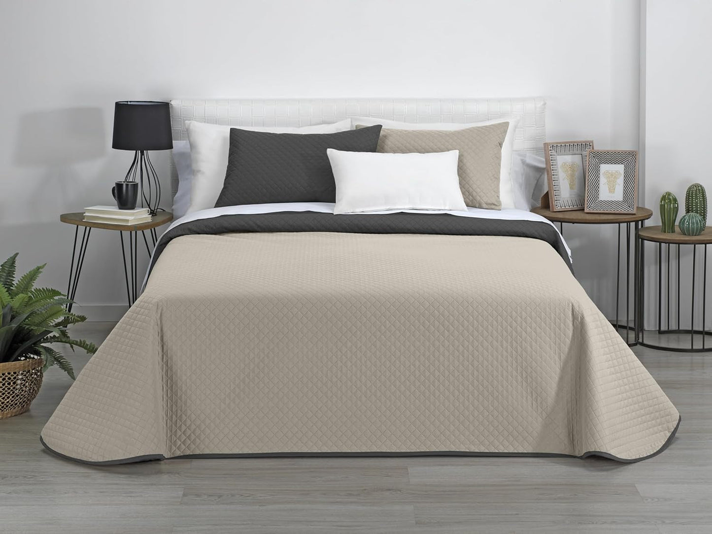 Estoralis | AVA | Wende-Boutique-Steppdecke | Für alle Jahreszeiten | Farbe - Grau/Anthrazit | Für 140/150/160 cm breite Betten. Bett. (250 x 270 cm. Ancho X Alto) | Steppdecke Steppdecken und Steppdecken Naty Shop