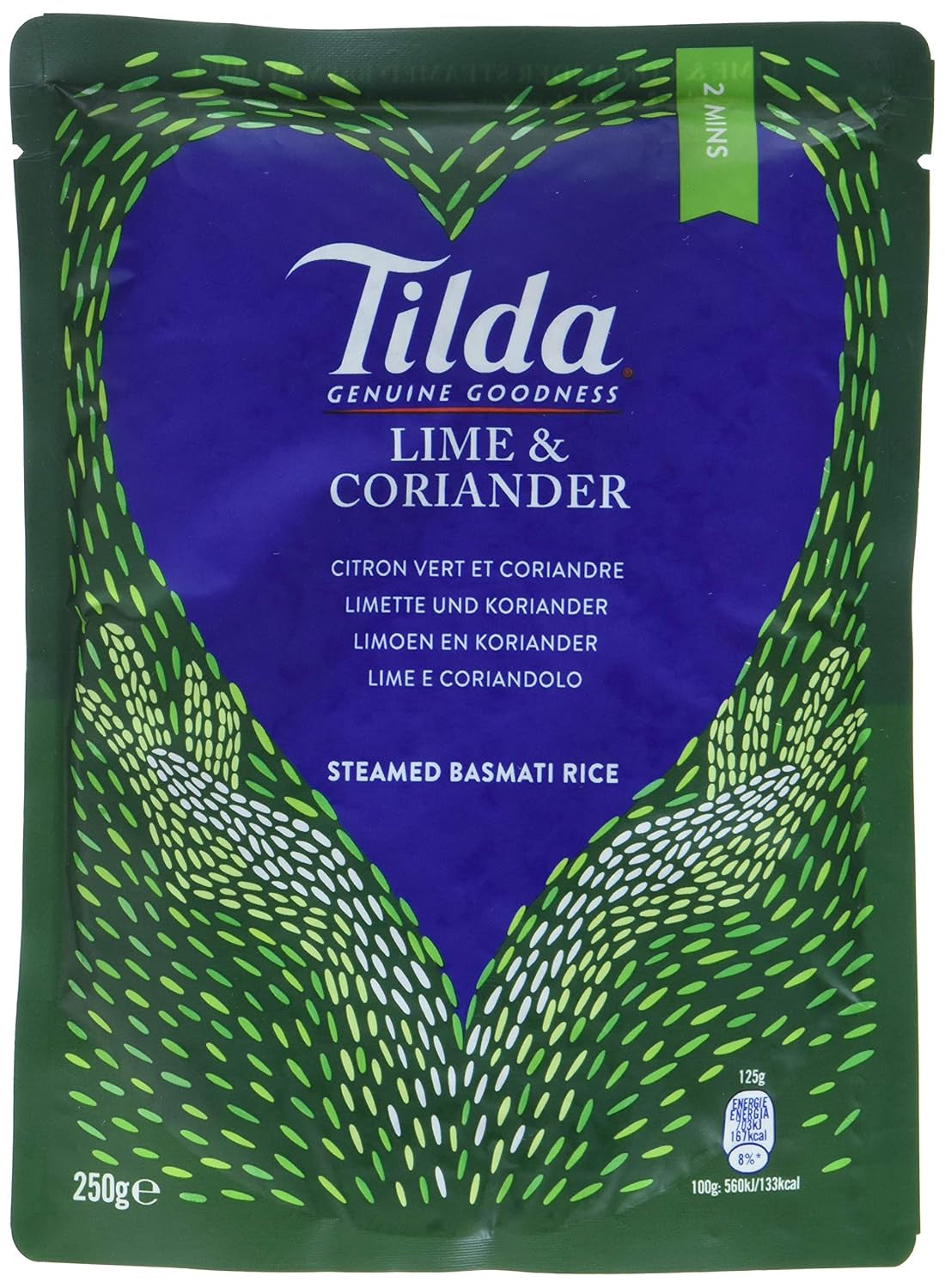 TILDA Gedämpfter Basmatireis mit Limette und Koriander für die Mikrowelle, 250g