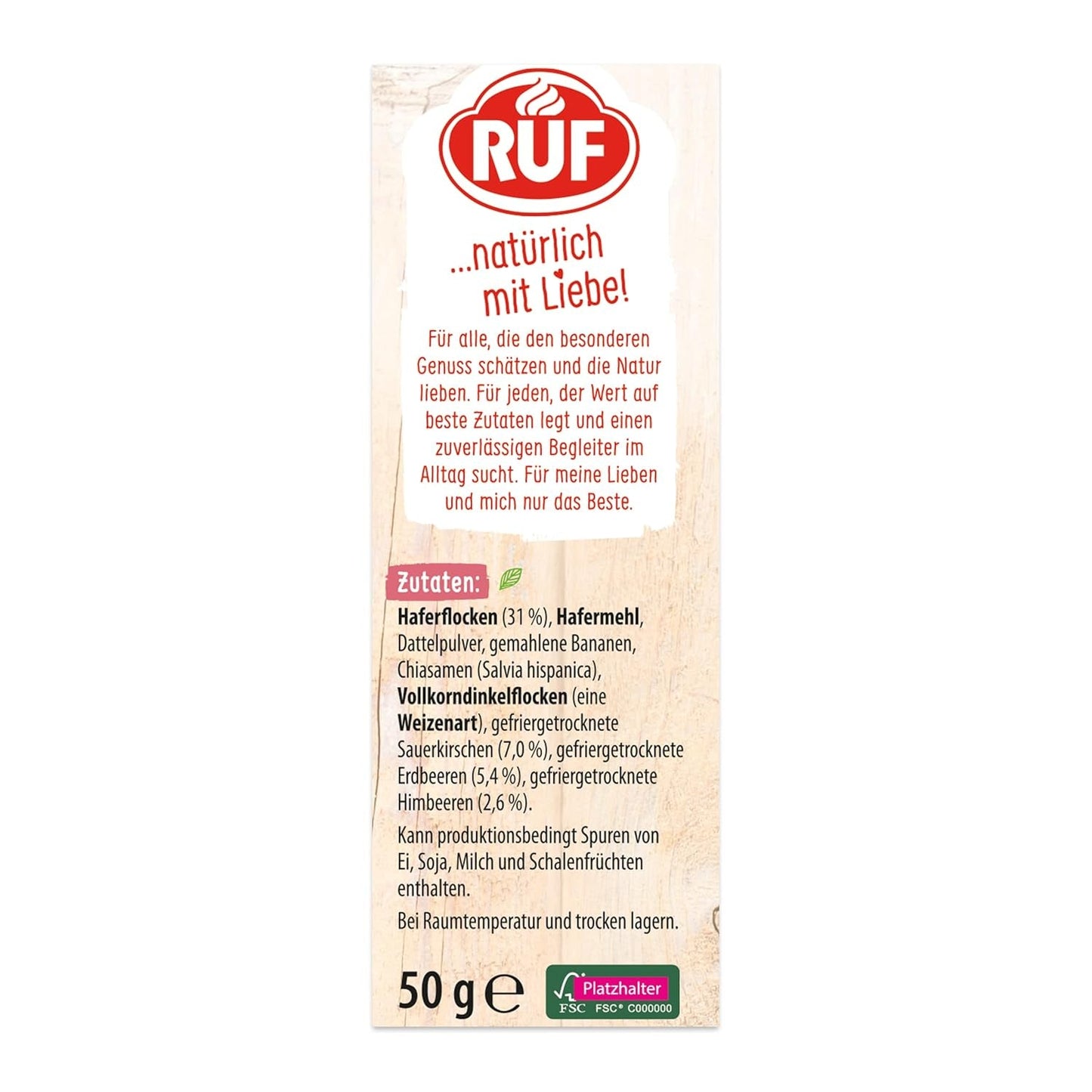 RUF Smoothie Bowl Berry Bunch Oats Frühstückssnack mit Beeren und Chiasamen, schnell und einfach zuzubereiten, vegan, 1 Beutel x 50 g (3er Pack)