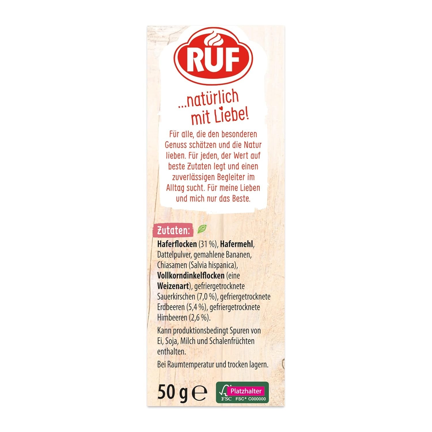 RUF Smoothie Bowl Berry Bunch Oats Frühstückssnack mit Beeren und Chiasamen, schnell und einfach zuzubereiten, vegan, 1 Beutel x 50 g (3er Pack)