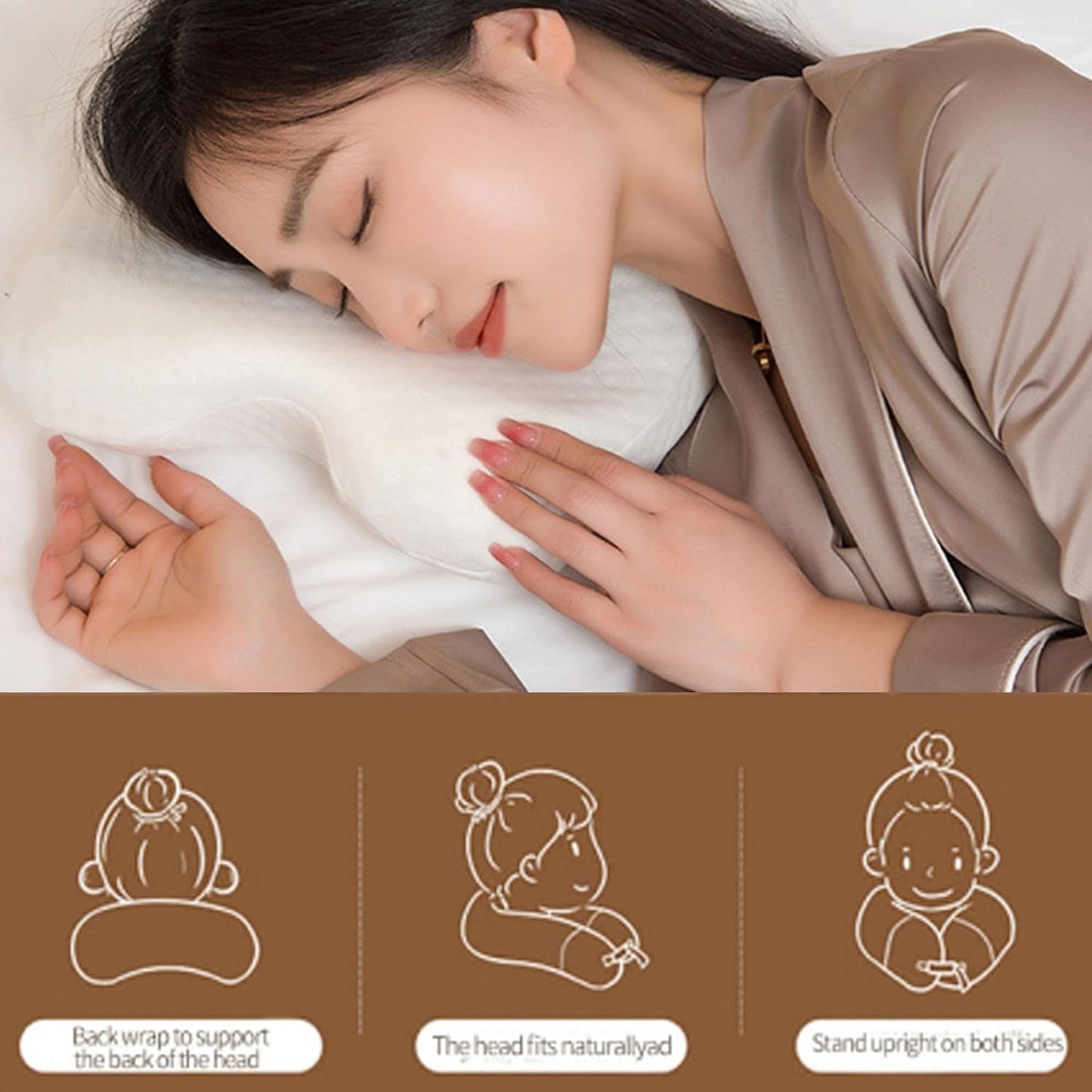 MINGZE Multifunktionales Memory-Schaum-Kissen, Nackenkissen, Schaumstoff, U-förmiges Nackenkissen mit Schleife, langsames Rebound-Schlafkissen, Rebound-Druckkissen, Kissen aus Eisseide für Hand- und Nackenschutz, zervikale orthopädische Kissen, Naty Shop
