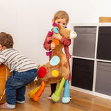 SIGIKID 42863 Giraffe XXL Babyspielzeug, PlayQ Lernspielzeug, Plüschtier mit Beißring, Rassel, Spiegel, quietschend, für Babys und Kinder ab 3 Monaten, Mehrfarbig/Giraffe 72 cm, Toys Bebe Naty Shop