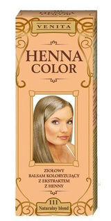 Henna-Farbe 111, natürlicher Conditioner für blondes Haar, Haarfarbe, natürlicher Haarfärbeeffekt, Henna-Öko-Haarfärbemittel, Naty Shop, Beige (Blond), 75 ml (1 Packung)