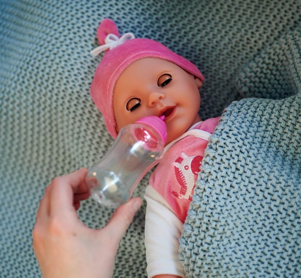 Simba 105140489 – Laura Baby Talk Doll, 38 cm große Puppe mit weichem Körper und Schlafaugen im süßen Overall, 24 Babygeräusche, Spielpuppe, Babypuppe, ab 2 Jahren