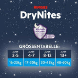 Huggies DryNites Super saugfähige Nachtwindeln für Mädchen von 4–7 Jahren, 4 x 16 Höschenwindeln (64 Stück), Monatspackung