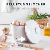 Römertopf Fresh Pot MINI 0,6 Liter – Knoblauchtopf aus Keramik – Atmungsaktiver Ton hält Gemüse länger frisch – Ideale Luftzirkulation – Weiße Frischhaltedosen Naty Shop