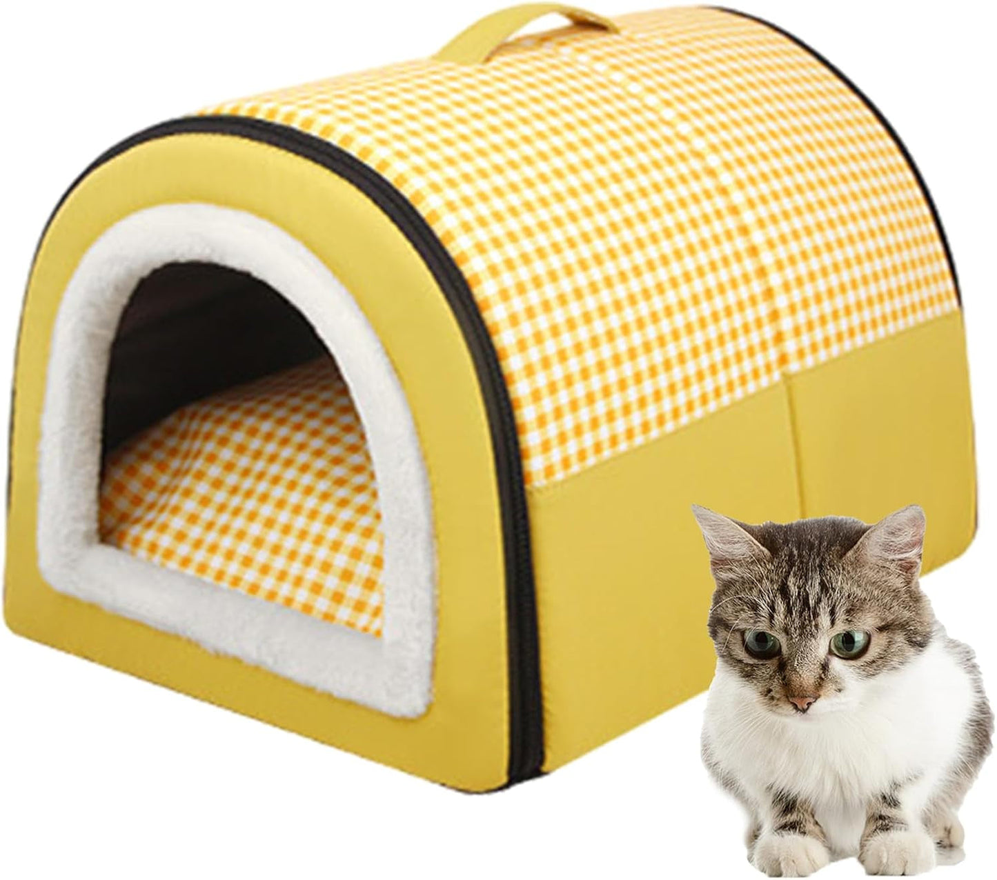 Katzenhöhle | Katzenhaus für Draußen Winterfest | Katzenhöhle Outdoor für Katzen | Katzenbett Höhle Katzenhaus Mit Abnehmbarem Waschbarem Matte | Wasserdichtes wetterfestes Katzenbett Innen Draußen