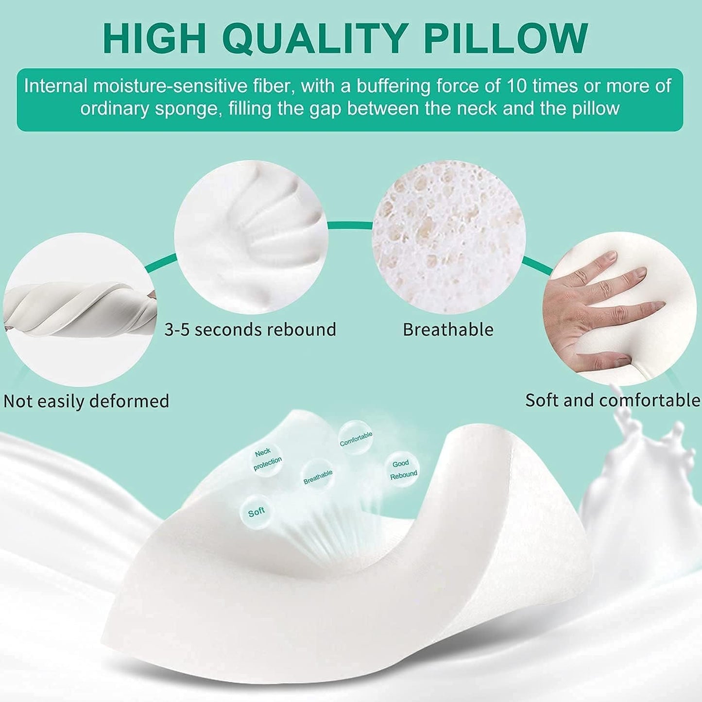 Fityou Memory-Schaum-Kissen, Nackenstützkissen, ergonomisches Schlafkissen, Kühlkissen, doppelseitiges Design, waschbarer Kissenbezug (67,5 x 40 x 13 cm), orthopädische Nackenkissen, Naty Shop