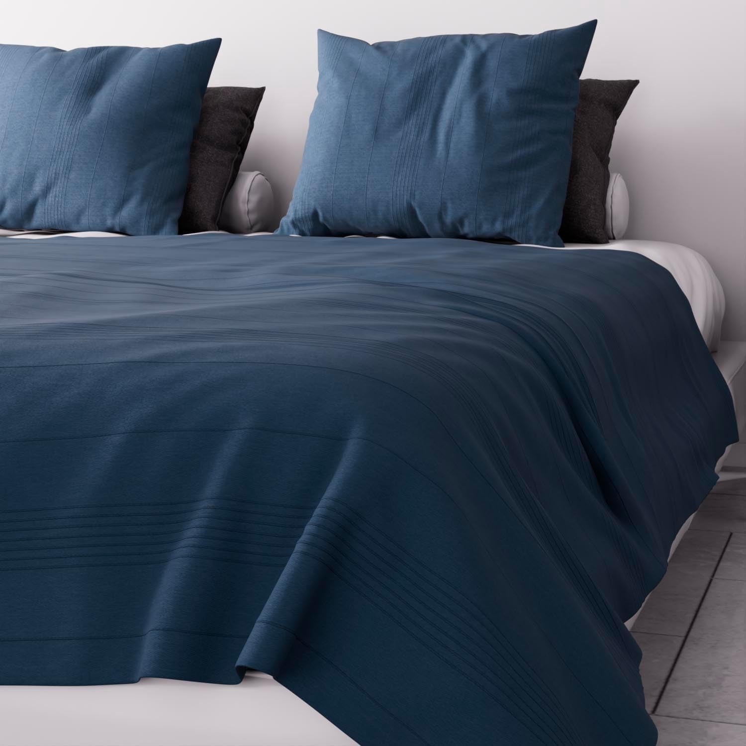 Soleil D'Ocre Adele, Zickzackbezug, vom Sofa geworfen, Polycoton, Blau, 220 x 240 cm Steppdecken und Steppdecken Naty Shop Blau 220 x 240 cm