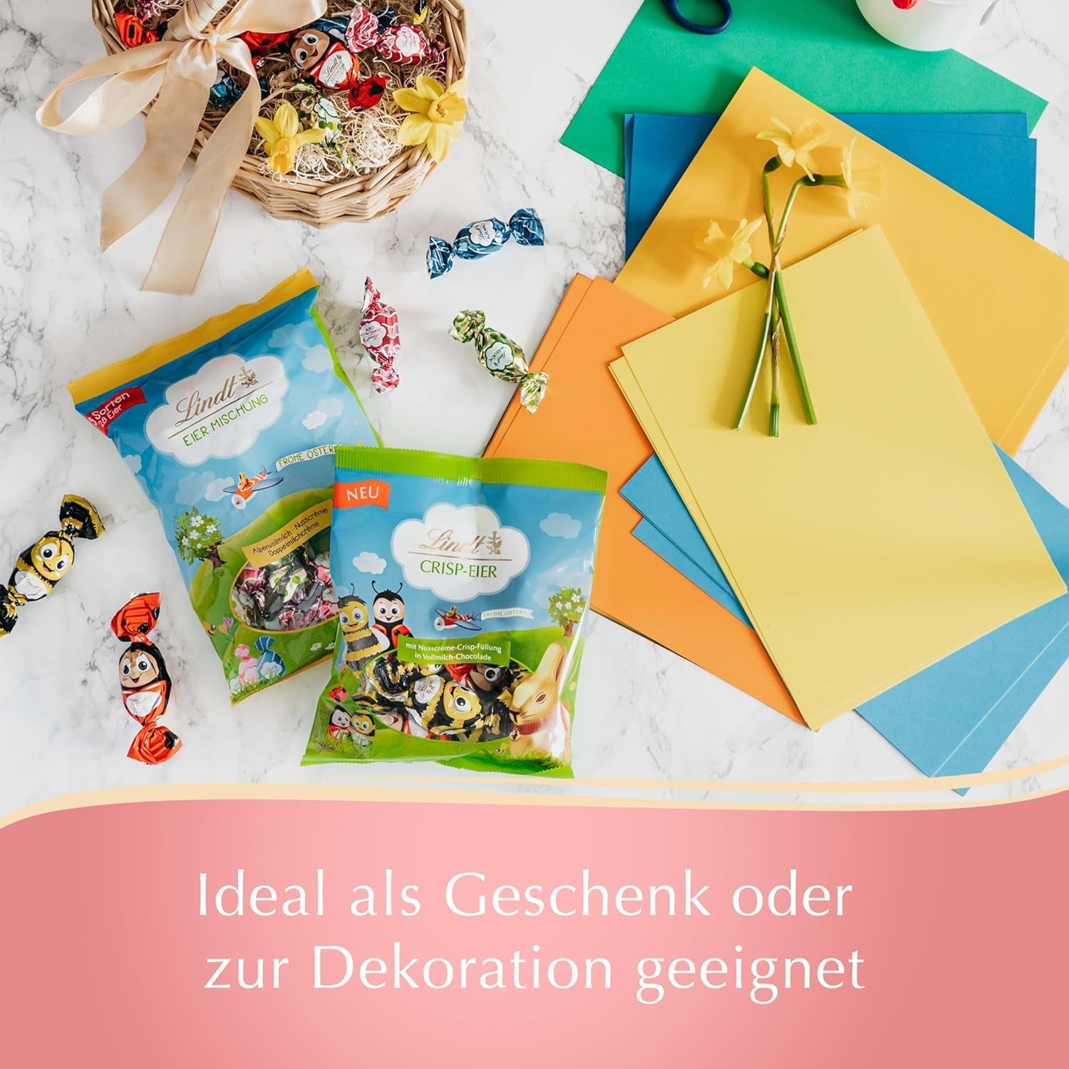 Lindt Kleine Osterfreunde mit Schokolade | 2 x 100g | 10 lustige Lindt-Osterfreunde | Feine Doppelmilchcreme in Alpenmilchschokolade | Ostereier für Kinder | Geschenk aus Schokolade