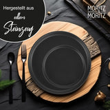 Moritz & Moritz NORDIC 6-Personen-Geschirrset – 18-teiliges Geschirrset aus schwarzem Steinzeug – skandinavisches Design – Robustes 6-Personen-Geschirrset für den täglichen Gebrauch und Gäste – Kombi-Geschirrset