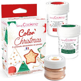 Scrapcooking – Set mit 3 pulverisierten Weihnachts-Lebensmittelfarben – Rot, Grün, Gold – Essbare Lebensmittelfarben zum Backen, Kuchen, Kekse, Gebäck, Teig, Fondant – Weihnachtsdekorationen – 4018