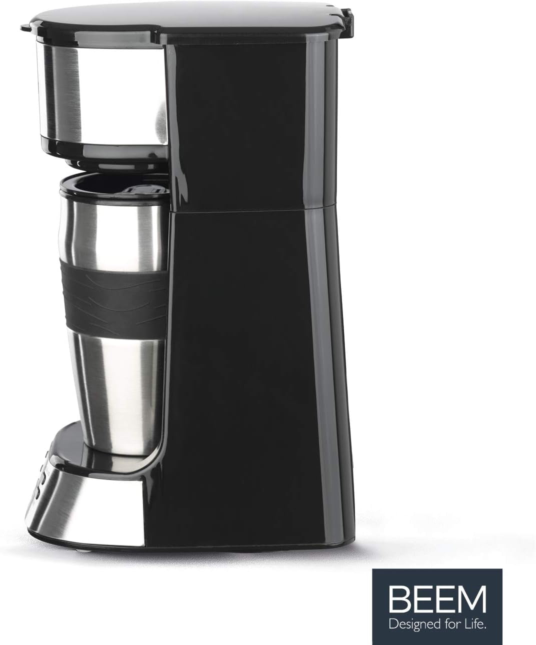BEEM THERMO 2 GO Einzelfilter-Espressomaschine mit 0,4 l Thermobecher | Permanentfilter | Mit 24-Stunden-Timer für eine heiße Tasse Kaffee am Morgen, kein Warten | 750 W