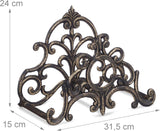 Relaxdays Schlauchhalter Vintage-Look, Gartenschlauch, Wandhalterung, Schlauch, 20 m, Gusseisen, Höhe 24 x 31,5 x 15 cm, bronzefarben