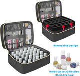 Nail Lacquer Organizer Tasche, Doppelschicht Nagellack Aufbewahrungsbox, Organizer Koffer Für Nageldesign Kosmetiktasche Für 30 Flaschen Neonail Base(15Ml-0.5 Fl.Oz) & 1 Nagellampe(Schwarz)