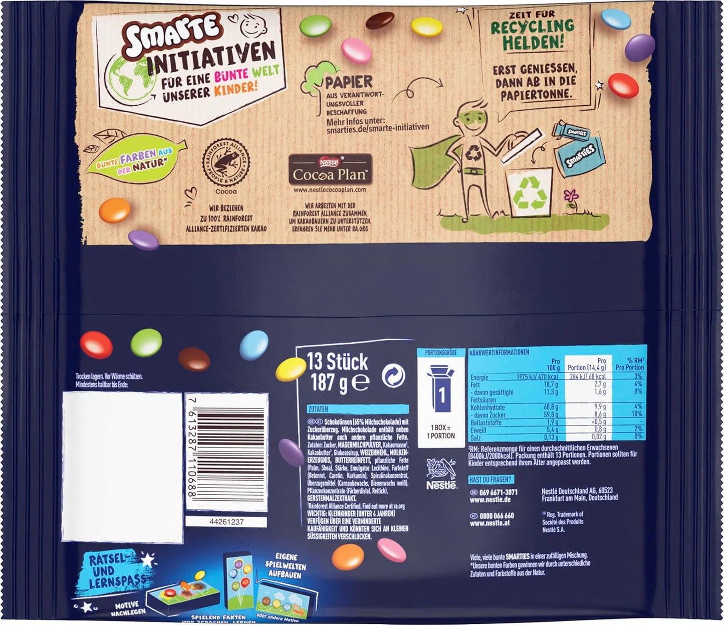 Nestlé SMARTIES Mini, kleine Linsen mit Milchschokolade, einzeln verpackt, 16er Packung (16 x 187 g)