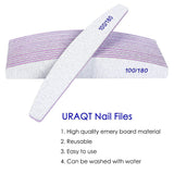 URAQT Professionelle Nagelfeile, 16 Stück, Feile 100/180, Waschbar, Für Nägel, Doppelseitig – Friseursalon, Haustiere (White)