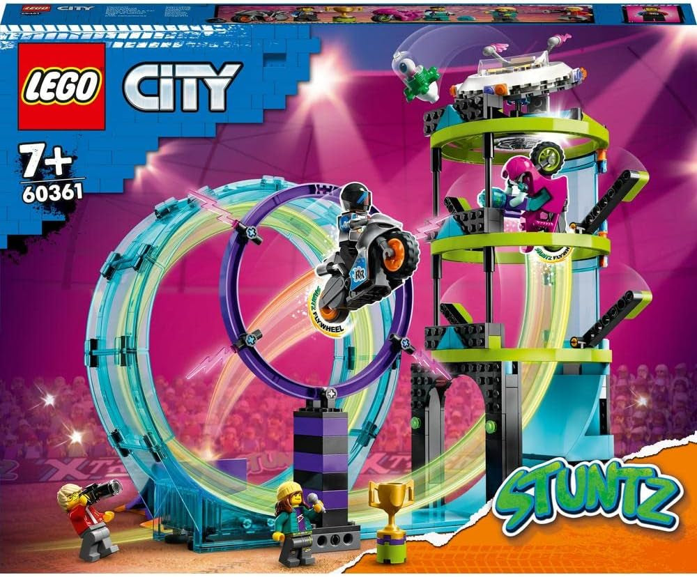 LEGO 60361 City Stuntz Ultimate Stunt Rider Challenge, 3-in-1-Stunts für 1 oder 2 Spieler, mit 2 Spielzeugmotorrädern für Kinder, Set 2023 Bausätze Besuchen Sie den LEGO-Store