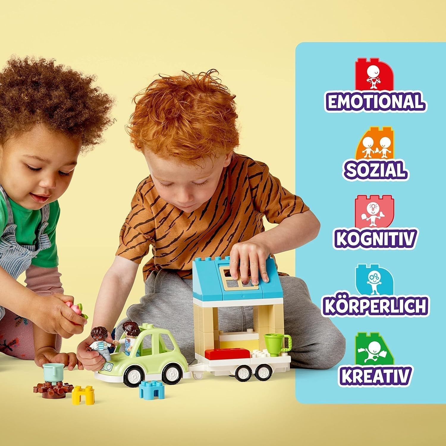 LEGO 10986 DUPLO Zuhause auf Rädern, Spielzeugauto mit großen Steinen, Figuren und Spielzeugauto für Jungen und Mädchen ab 2 Jahren, fördert die Feinmotorik. Bausets Besuchen Sie den LEGO-Store