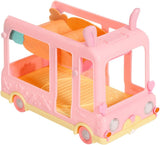 BABY born 904763 Baby Surprise Bus – pinkfarbener Mini-Puppenspielzeugbus mit 2 exklusiven Puppen, Dreifach-Kinderwagen, Schaukel, Karussell, Rutsche und Dreifachschaukel.