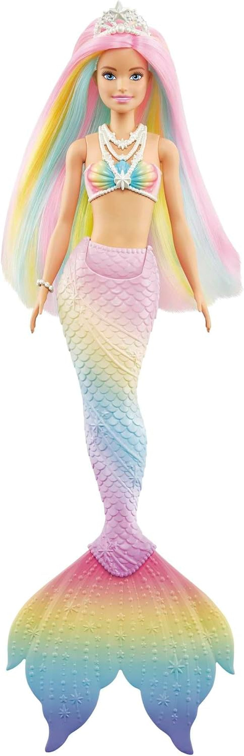 Barbie Dreamtopia Rainbow Magic Mermaid, Barbie Meerjungfrau mit Regenbogenhaar, durch Wasser aktivierte Farbwechselpuppe, 3 Jahre altes Spielzeug, Mädchengeschenk, GTF89 Naty Shop Dolls
