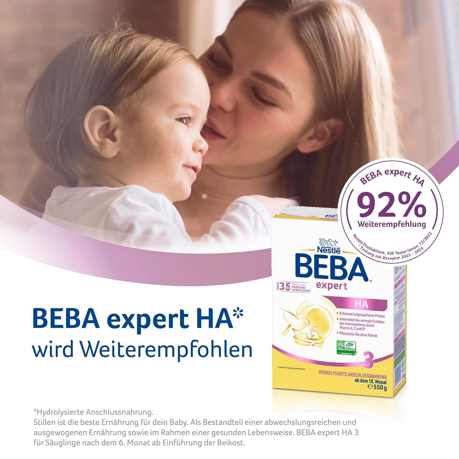 BEBA expert HA 3 Hydrolysierte Fortsetzungsformel, ab 10 Monaten, 1 Packung (1 x 550 g)