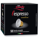 Caffè TROMBETTA L'Espresso, Italienischer Kaffee Nespresso kompatible Kapseln. Aus 100% Arabica mit einem vollmundigen und körperreichen - 50 Kapseln, 50 Stück (1er Pack)