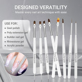 Sularpek 8 Stück Nagel Pinsel Set, Pinsel Für Gelnägel, Nageldesign Pinsel, Nail Art Dotting Tools, Nailart Pinsel Für Gel Acryl Nägel Nailart