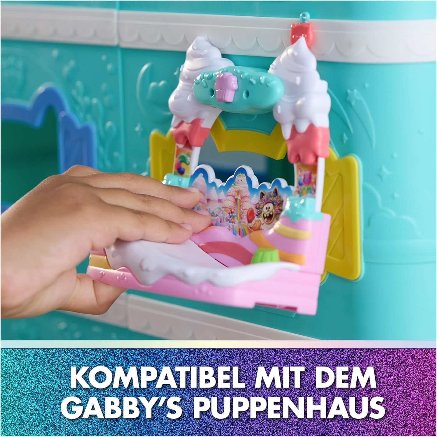 DREAMWORKS GABBY'S DOLLS HOUSE: DER FILM – Kuchis süßer Balkon-Spielset mit Puppenhausfiguren und Zubehör für Kinder ab 3 Jahren