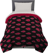 Franco Naruto Anime Akatsuki-Muster, weiche Mikrofaser-Bettwäsche, Bettdecke, Queen-Size-Bett (offizielles Naruto-Produkt), Bettdecken und Steppdecken, Naty Shop Naruto Twin