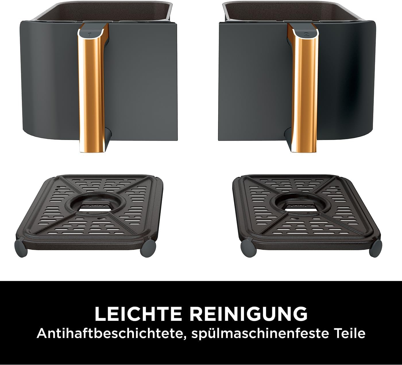 Ninja Foodi AF400EUCP MAX Zweizonen-Luftfritteuse, 9,5 l Airfryer, 2 Fächer, mit Zange, Antihaftbeschichtung, Haushaltsgeräte Naty Shop