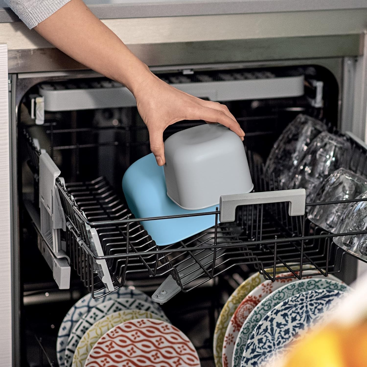 Guzzini – Kitchen Active Design, STORE&MORE Set mit 3 luftdichten Boxen für Kühl-/Gefrierschrank/Mikrowelle, hoch – 19,5 x 19,5 x H12,3 cm | 750/1550/2800 cc- 17070852 Frischhaltedosen Naty Shop