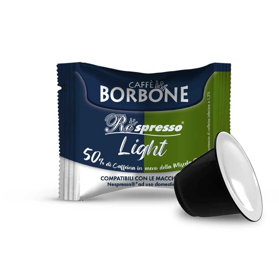 Caffè Borbone Respresso, leichte Kaffeemischung, 50 % weniger Koffein als die blaue Mischung – 50 Kapseln – kompatibel mit Nespresso®* Haushalts-Espressomaschinen