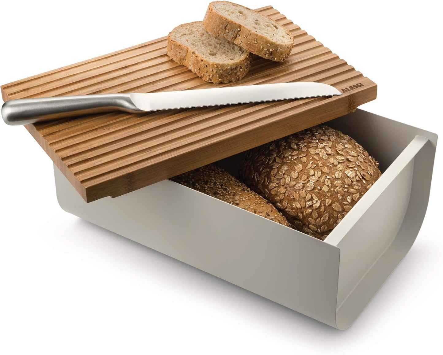 Alessi Mattina BG03 R – Brotkorb aus Edelstahl mit Epoxidharz und Bambusholz, rot. Aufbewahrungsboxen für Lebensmittel von Naty Shop