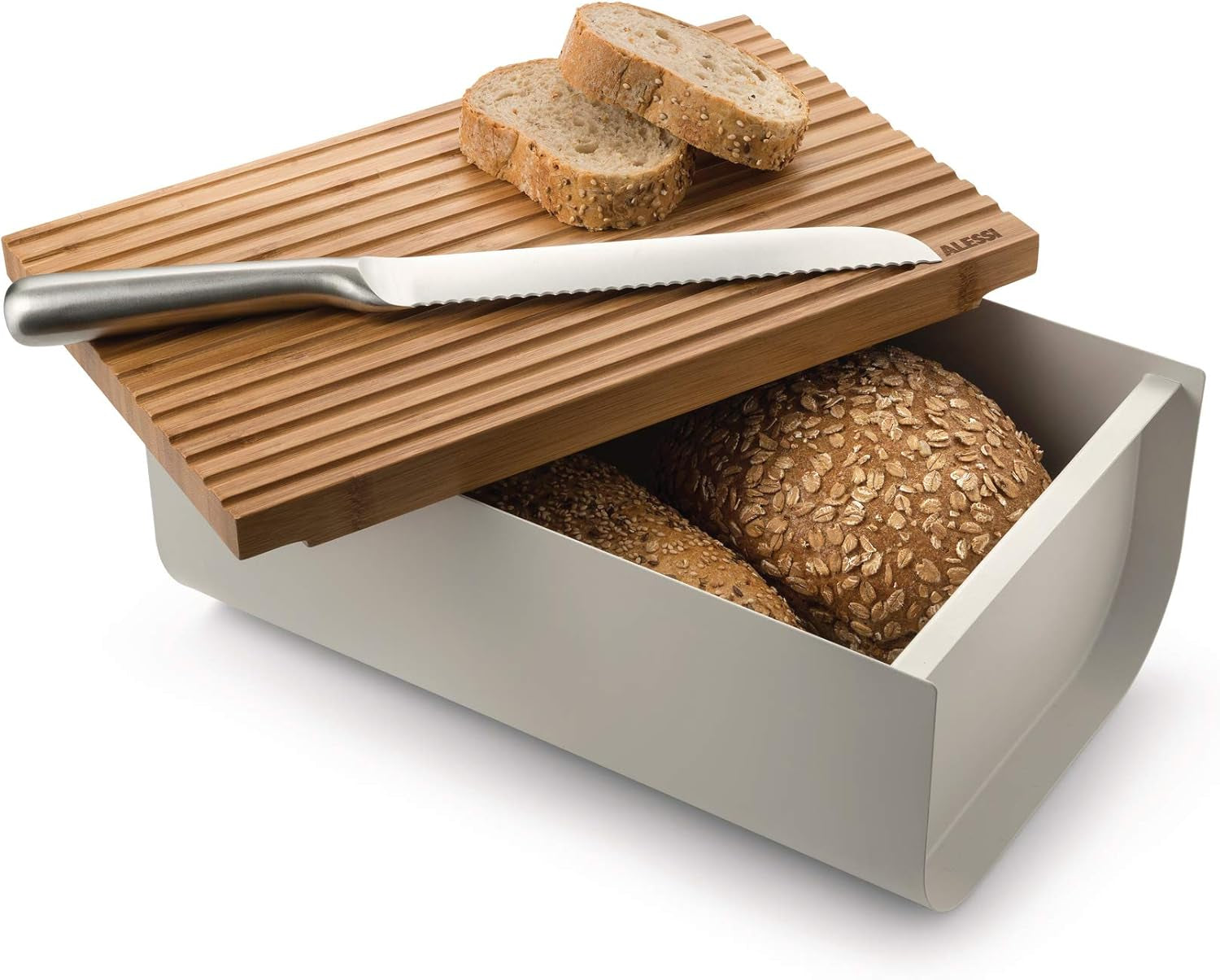 Alessi Mattina BG03 R – Brotkorb aus Edelstahl mit Epoxidharz und Bambusholz, rot. Aufbewahrungsboxen für Lebensmittel von Naty Shop